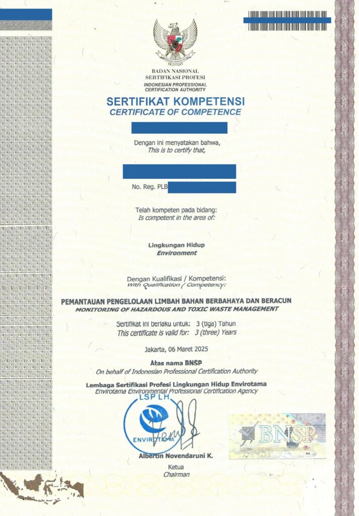 Sertifikat Pengolahan Limbah B3